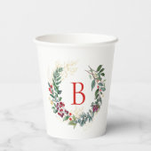 Weihnachtsschreath Custom Monogram Pappbecher (Rückseite)