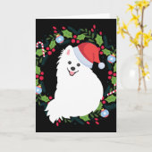 Weihnachtsschreath Japanischer Spitz Dog Karte (Gelbe Blume)
