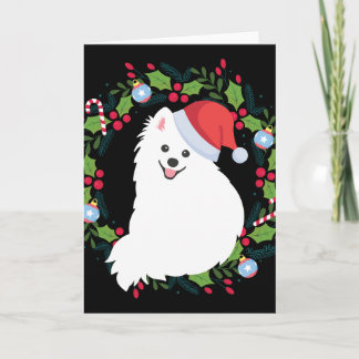 Weihnachtsschreath Japanischer Spitz Dog Karte