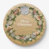 Weihnachtsschreath Seashells Starfish Sand Dollar Pappteller (Vorderseite)