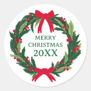 Weihnachtsschrei Botanicals Foliage Holiday CUSTOM Runder Aufkleber