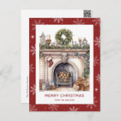 Weihnachtsschrei Feuerplatz Snowflake Rot Feiertagspostkarte (Vorne/Hinten)