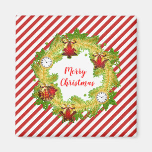 Weihnachtsschrei Gold Ornamente Rote Streifen Magnet