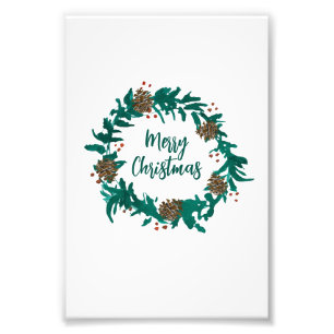 Weihnachtsschrei mit Berries Frohe Weihnachten Fotodruck
