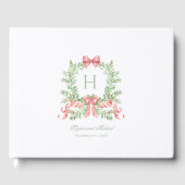 Weihnachtsschrei mit Candy Cane Bow Monogram Weddi Gästebuch (Vorderseite)