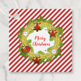 Weihnachtsschrei mit Ornamenten und Roten Streifen Geschenkanhänger