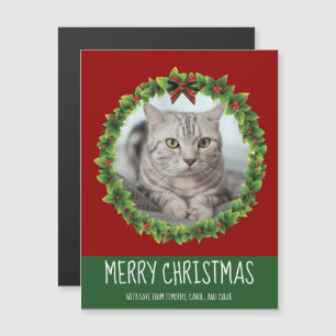 Weihnachtsschrei Niedliche Custom Cat Foto Red Mag Magnetkarte