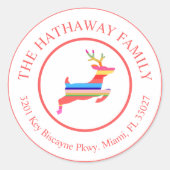 Weihnachtsschrei-Rentieradresse Runder Aufkleber (Vorderseite)