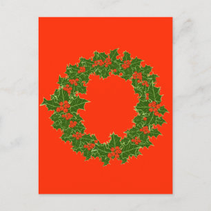 Weihnachtsschrei - Rote Berries & Grüne Blätter Feiertagspostkarte