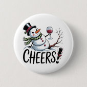 Weihnachtsschrei Snowman Kitchen Wine Küche Button (Vorderseite)
