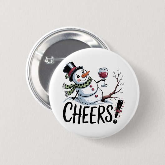 Weihnachtsschrei Snowman Kitchen Wine Küche Button (Vorne & Hinten)