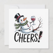 Weihnachtsschrei Snowman Kitchen Wine Küche Feiertagskarte (Vorderseite)