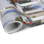 Weihnachtsschrei und weißes Zaunpapier Geschenkpapier (Rolleneckpunkt)