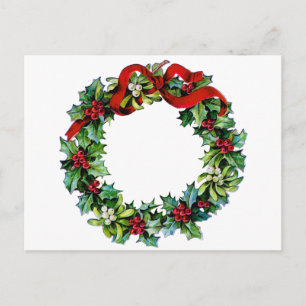 Weihnachtsschrei von Holly und MIstletoe Feiertagspostkarte