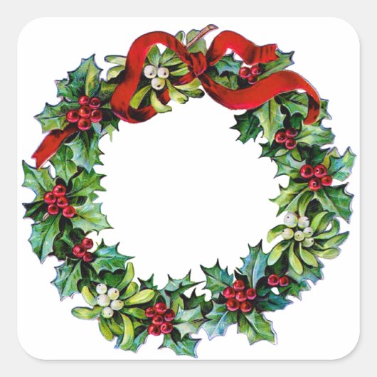 Weihnachtsschrei von Holly und MIstletoe Quadratischer Aufkleber (Vorderseite)