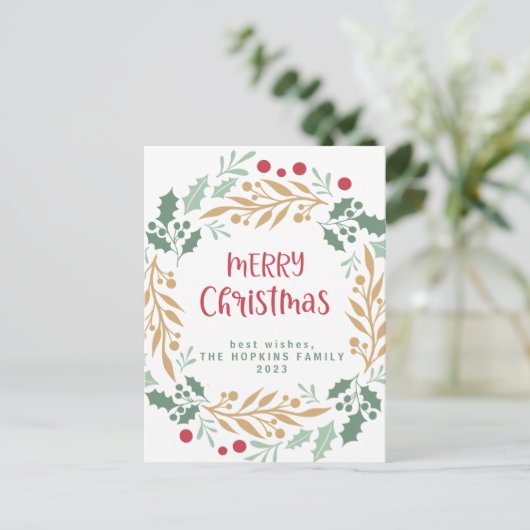 Weihnachtsschreiben und Skript | Frohe Weihnachten Postkarte (Stehend Vorderseite)
