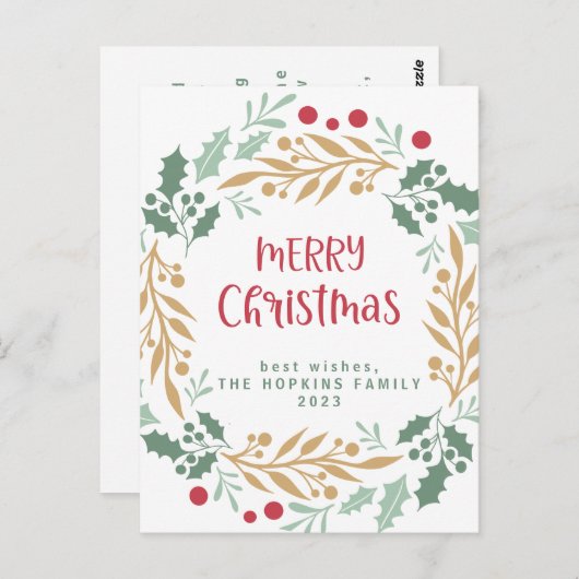 Weihnachtsschreiben und Skript | Frohe Weihnachten Postkarte (Vorne/Hinten)