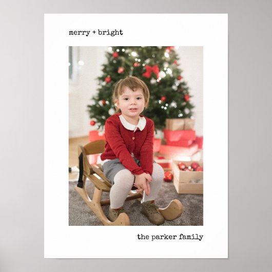 Weihnachtsschreiberin | Schwarz und Weiß mit Foto Poster (Vorne)