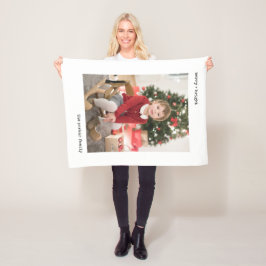 Weihnachtsschreiberin | Schwarz und Weiß mit Fotos Fleecedecke