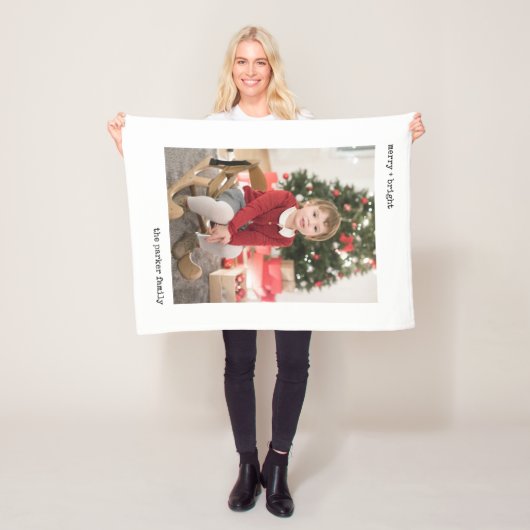 Weihnachtsschreiberin | Schwarz und Weiß mit Fotos Fleecedecke (Beispiel)