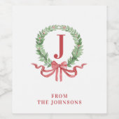 Weihnachtsschrettongram mit Name Weinetikett (Einzelnes Label)