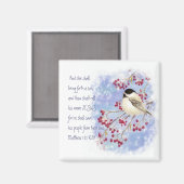 Weihnachtsschrift Chickadee Snowy Berry Magnet (Vorderseite/Rückseite)