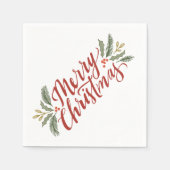 Weihnachtsschrift und Grüntöne Serviette (Vorderseite)