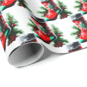 Weihnachtsschuh mit Weihnachtsbaum Geschenkpapier (Rolleneckpunkt)