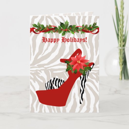 Weihnachtsschuh Zebra Holiday Card Feiertagskarte (Vorderseite)