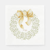Weihnachtsschuld Gold Bow Land Personalisiert Serviette (Vorderseite)