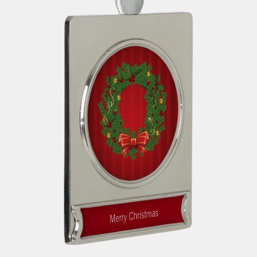 Weihnachtsschuld grün und rot Banner-Ornament silber (Rechts)