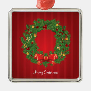 Weihnachtsschuld grün und rot silbernes ornament