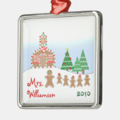 WeihnachtsSchulhaus-Szene - Lebkuchen-Lehrer Silbernes Ornament (Links)