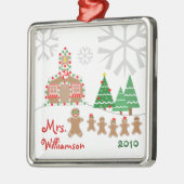 WeihnachtsSchulhaus-Szene - Lebkuchen-Lehrer Silbernes Ornament (Links)