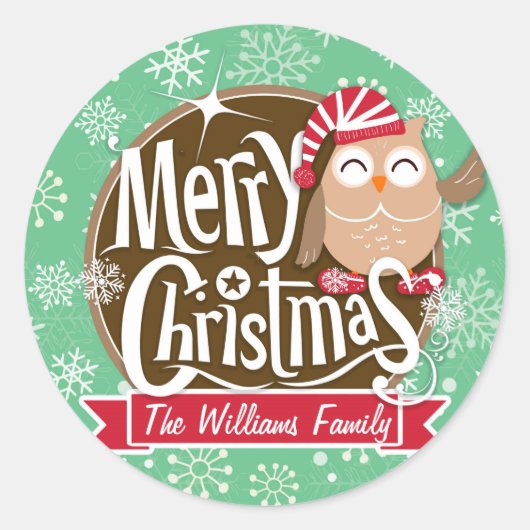Weihnachtsschüssel; Winter; grüne und weiße Schnee Runder Aufkleber (Vorderseite)