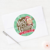 Weihnachtsschüssel; Winter; grüne und weiße Schnee Runder Aufkleber (Umschlag)