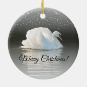 Weihnachtsschwan am Snowy Lake Keramik Ornament (Hinten)