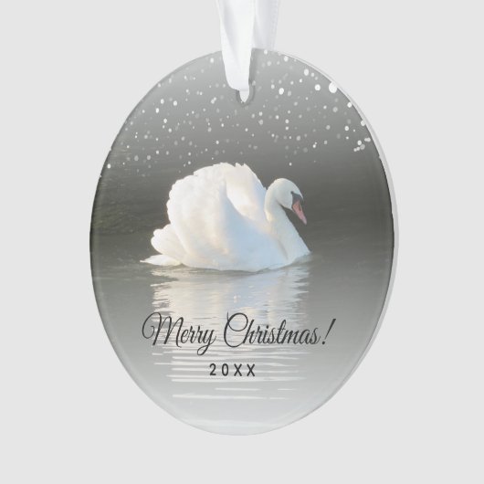 Weihnachtsschwan auf Snowy Lake Ornament (Vorderseite)
