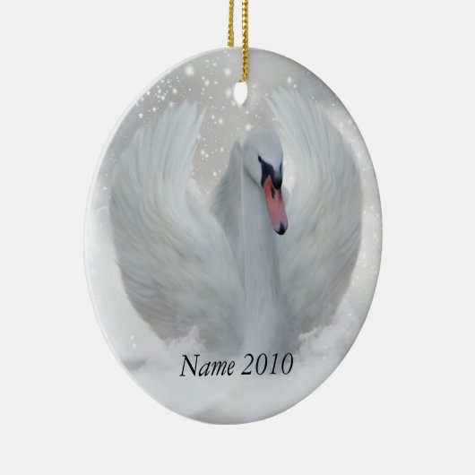 Weihnachtsschwan-Verzierung - Ihr Name fertigen Keramik Ornament (Rechts)