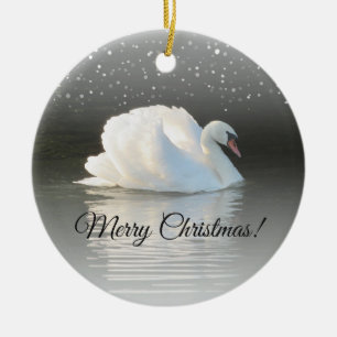 Weihnachtsschwäne am Snowy-See Keramik Ornament