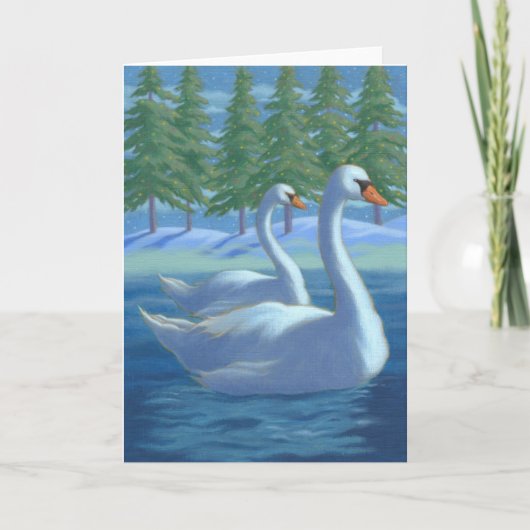 Weihnachtsschwäne Feiertagskarte (Vorderseite)