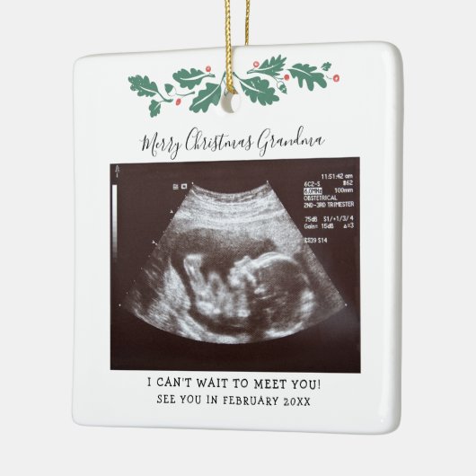 Weihnachtsschwangerschaft Ankündigung Baby Scan Om Keramikornament (Links)
