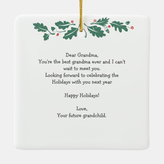 Weihnachtsschwangerschaft Ankündigung Baby Scan Om Keramikornament (Rückseite)