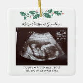 Weihnachtsschwangerschaft Ankündigung Baby Scan Om Keramikornament (Vorderseite)