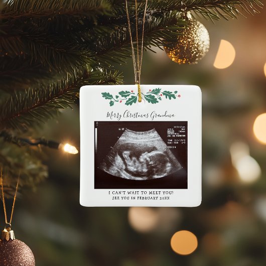 Weihnachtsschwangerschaft Ankündigung Baby Scan Om Keramikornament