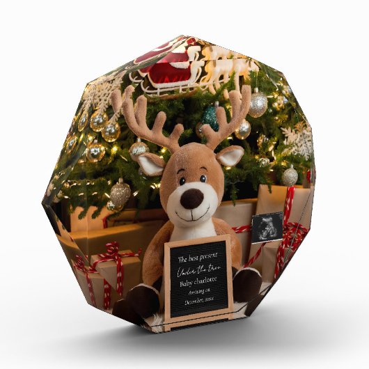 Weihnachtsschwangerschaft Ankündigung niedlicher R Fotoblock (Links)