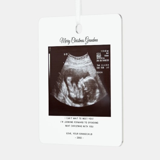 Weihnachtsschwangerschaft Ankündigung Oma Holiday Ornament Aus Metall (Vorderseite links)