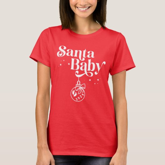 Weihnachtsschwangerschaft Ankündigung Santa Baby T-Shirt (Vorderseite)