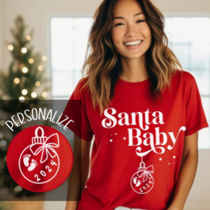 Weihnachtsschwangerschaft Ankündigung Santa Baby T-Shirt