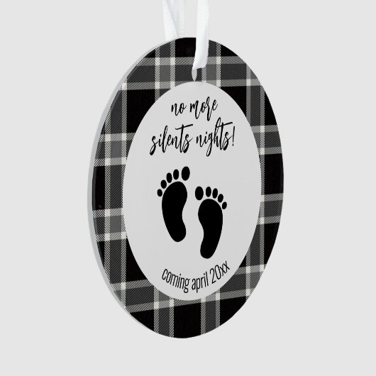 Weihnachtsschwangerschaft Ankündigung Schwarz Kari Ornament (Vorderseite)